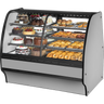 True - 59" Stainless Steel Dual Zone Curved Glass Refrigerated Display Case w/ Stainless Interior - TGM-DZ-59-SC/SC-S-S