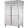 True - Spec Series 52" Pass-Thru Stainless Steel Refrigerator w/ Solid Half Front & Glass Back Swing Doors - STR2RPT-4HS-2G-HC