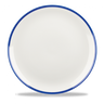 Churchill - Retro Blue 11.25" White with Blue Rim Round Coupe Plate - 12/Case