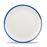 Churchill - Retro Blue 10.25"  White with Blue Rim Round Coupe Plate - 12/Case