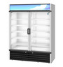 Hoshizaki - 60" Silver Refrigerator w/ 2 Glass Swing Doors - RM-49-HC