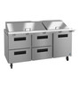 Hoshizaki - Steelheart 72" Mega Top Refrigerated Prep Table w/ 1 Door / 4 Drawers & 30 Pans - SR72B-30MD4