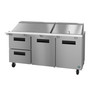 Hoshizaki - Steelheart 72" Mega Top Refrigerated Prep Table w/ 2 doors / 2 Drawers & 30 Pans - SR72B-30MD2