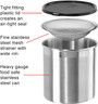 OGGI -4Qt Jumbo Stainless Steel Grease Can With Strainer
