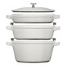 Staub - White Truffle 4 Piece Medium Stackable Cookware Set