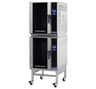 Turbofan - 24" Half Size Sheet Pan Touch Screen Electric Convection Ovens Double Stacked w/ Stand 208V - E33T5/2C