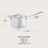 All-Clad - 4 QT D3 Stainless Steel Sauce Pan with Rolled Rim Loop Handle