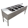 Omcan - Under Bar Sink w/ 4 Compartments & Left/Right Drain Boards - 44603