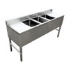 Omcan - Under Bar Sink w/ 3 Compartments & Left/Right Drain Boards - 44627