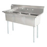 Omcan - 24" x 24" x 14" Three Tub Sink w/ 1.8" Corner Drain - 22120