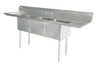 Omcan - 18" x 21" x 14" Three Tub Sink w/ 1.8" Corner Drain & 2 Drain Boards - 25273