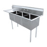 Omcan - 18" x 21" x 14" Three Tub Sink w/ 3.5" Center Drain & Left Drain Board - 43775