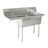 Omcan - 24" x 24" x 14" Two Tub Sink w/ 1.8" Corner Drain & Left Drain Board - 25256