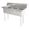 Omcan - 18" x 21" x 14" Three Tub Sink w/ 3.5" Center Drain - 43776