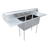 Omcan - 18" x 21" x 14" Two Tub Sink w/ 3.5" Center Drain & 2 Drain Boards - 43782