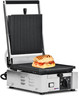 Omcan - Elite Series 10" x 9" Single Panini Grill w/ Grooved Top & Smooth Bottom - 11376