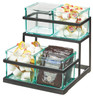 Cal Mil - 10.25" Black 2 Tier Coffee & Tea Condiment Stair Organizer W/ 4 Glass Jars - 360413