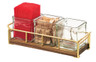 Cal Mil - 13.5" Mid-Century Brass Condiment Jar Display W/ 3 Glass Jars - 371446