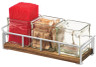 Cal Mil - 13.5" Mid-Century Chrome Condiment Jar Display W/ 3 Glass Jars - 371449