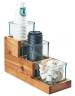 Cal Mil - 5.2" Madera Condiment Jar Stair Step Display W/ 3 Glass Jars - 3612499