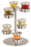 Cal Mil - 14" Mixology 6 Tier Revolving Chilled Condiment Jar Display W/ 6 Solid Lid Glass Jars (16 oz) - 1858455