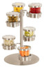 Cal Mil - 14" Mixology 6 Tier Revolving Chilled Condiment Jar Display W/ 6 Hinged Lid Glass Jars (16 oz) - 1858455HL