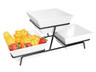 Cal Mil - 25" 2 Tier Wire Stand W/ Porcelain Bowls - SR203013