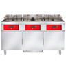 Vulcan - ER Series 150 lb Electric Floor Fryer w/ Digital Controls, 3 Tanks & KleenScreen Filtration & 208V - 3ER50DF-1