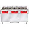 Vulcan - ER Series 150 lb Electric Floor Fryer w/ Digital Controls, 3 Tanks & KleenScreen Filtration & 480V - 3ER50DF-2