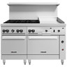 Vulcan - Endurance 60" Natural Gas Range w/ 6 Burners, 24" Manual Griddle, 1 Standard & 1 Convection Oven - 60SC-6B24GN