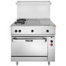 Vulcan - EV Series 36" Electric Range 480V w/ 2 French Plates, 2 Hot Tops & Oven - EV36S-2FP2HT-480