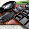 Elite Global Solutions - Ore 10” x 5.5" Black 2-Compartment Tray (6 Per Case) - JW1055-B
