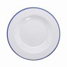 G.E.T - Settlement Bistro 10 oz White W/ Blue Trim Small Soup Bowl (12 Per Case) - B-100-W/CB