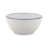 G.E.T - Settlement Bistro 14 oz White W/ Blue Trim Round Soup Bowl (24 Per Case) - B-140-W/BK