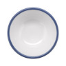 G.E.T - Settlement Bistro 14 oz White W/ Blue Trim Round Soup Bowl (24 Per Case) - B-140-W/BK