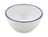 G.E.T - Settlement Bistro 14 oz White W/ Blue Trim Round Soup Bowl (24 Per Case) - B-140-W/BK
