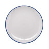 G.E.T - Settlement Bistro 11" White W/ Blue Trim Round Dinner Plate (12 Per Case) - CS-1100-W/CB