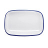 G.E.T - Settlement Bistro 11.75" x 7.75" White W/ Blue Trim Rectangular Dinner Platter (12 Per Case) - CS-1280-W/CB