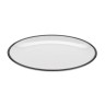 G.E.T - Settlement Bistro 9" x 6.25" White W/ Black Trim Oval Dinner Plate (24 Per Case) - OP-960-W/BK