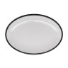 G.E.T - Settlement Bistro 9" x 6.25" White W/ Black Trim Oval Dinner Plate (24 Per Case) - OP-960-W/BK