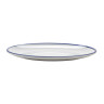 G.E.T - Settlement Bistro 9" x 6.25" White W/ Blue Trim Oval Dinner Plate (24 Per Case) - OP-960-W/CB