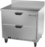 Beverage-Air - 36" Mobile Worktop Refrigerator w/ 2 Drawers & Foamed-In Backsplash - WTRD36AHC-2-FIP