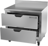Beverage-Air - 36" Mobile Worktop Refrigerator w/ 2 Drawers & Foamed-In Backsplash - WTRD36AHC-2-FIP