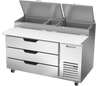 Beverage-Air - 60" Pizza Prep Table w/ 3 Drawers - DPD60HC-3