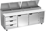 Beverage-Air - 93" Pizza Prep Table w/ 2 Doors & 3 Drawers - DPD93HC-3