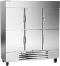 Beverage-Air - 75" Horizon Stainless Steel Reach-In Refrigerator w/ 6 Solid Swing Half Doors - HBR72HC-1-HS