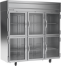 Beverage-Air - 78" Horizon Stainless Steel Reach-In Refrigerator w/ 6 Glass Swing Half Doors - HRPS3HC-1HG