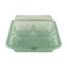 G.E.T - Eco-Takeouts 9" x 9" Jade Polypropylene 3-Compartment Reusable Food Container (12 Per Case) - EC-09-1-JA