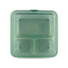G.E.T - Eco-Takeouts 9" x 9" Jade Polypropylene 3-Compartment Reusable Food Container (12 Per Case) - EC-09-1-JA