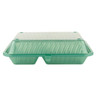 G.E.T - Eco-Takeouts 10" x 8" Jade Polypropylene 2-Compartment Reusable Food Container W/ Snap Closure (12 Per Case) - EC-15-2-JA